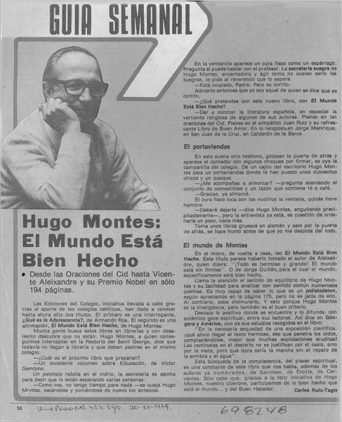 Hugo Montes, el mundo está bien hecho