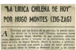 La lírica chilena de hoy"