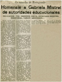 Homenaje a Gabriela Mistral de autoridades educacionales.