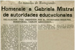 Homenaje a Gabriela Mistral de autoridades educacionales.