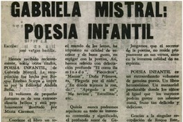 Gabriela Mistral: poesía infantil