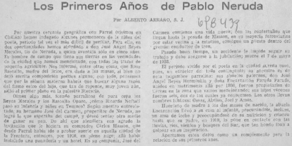 Los primeros años de Pablo Neruda
