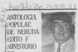 Antología popular de Neruda editó el Ministerio de Educación.