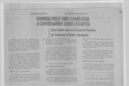 Domingo Melfi vino a Rancagua a conversarnos sobre Lastarria