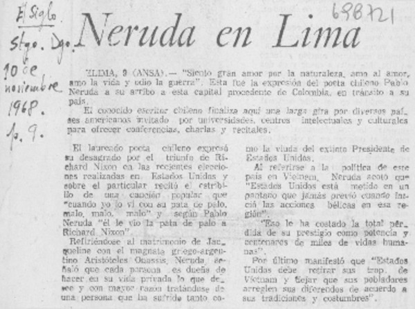 Neruda en Lima.