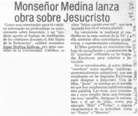 Monseñor Medina lanza obra sobre Jesucristo.