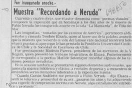 Muestra "Recordando a Neruda".
