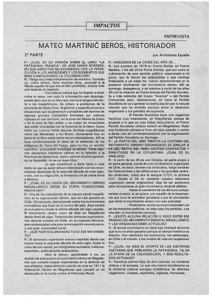 Mateo Martinic Beros, historiador : [entrevista]