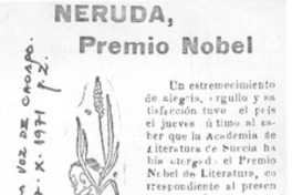 Neruda, Premio Nobel.