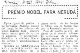 Premio Nobel para Neruda
