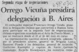 Orrego Vicuña presidirá delegación a B. Aires.