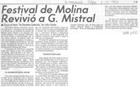 Festival de Molina revivió a G. Mistral
