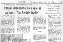 Raquel Argandoña dice que se parece a "La Beatriz Ovalle".