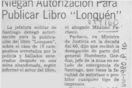 Niegan autorización para publicar libro "Lonquén".