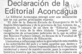 Declaración de la editorial Aconcagua.