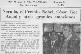 Neruda, el Premio Nobel, César Roa Angol y otras grandes emociones.