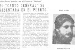 El "Canto general" se presentará en el puerto.