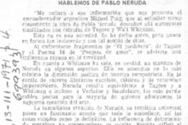 Hablemos de Pablo Neruda