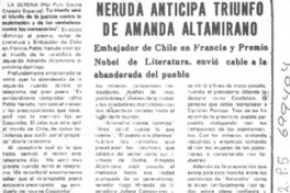 Neruda anticipa triunfo de Amanda Altamirano.