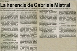 La herencia de Gabriela Mistral.