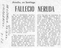 Falleció Neruda.