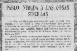 Pablo Neruda y las cosas sencillas.
