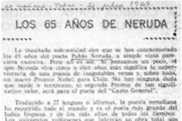 Los 65 años de Neruda