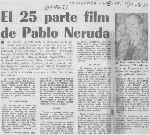 El 25 parte film de Pablo Neruda.