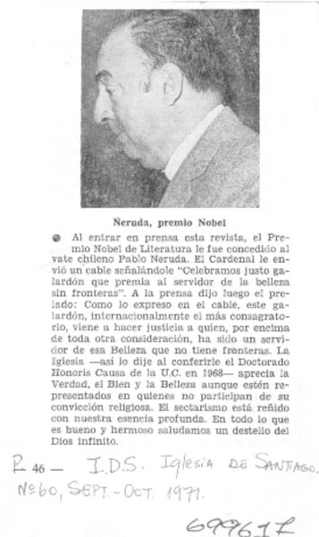 Neruda, premio Nobel.