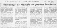 Homenaje de Neruda en prensa británica.
