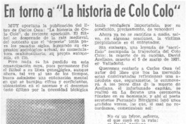 En torno a "La historia de Colo Colo".