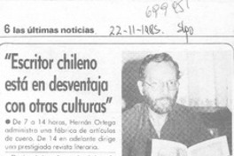 Escritor chileno está en desventaja con otras culturas" : [entrevista]
