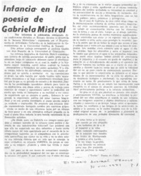 Infancia en la poesía de Gabriela Mistral.