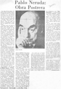 Pablo Neruda: obra postrera