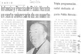 Infancia y poesía de Pablo Neruda en sexto aniversario de su muerte.