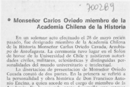 Monseñor Carlos Oviedo, miembro de la Academia Chilena de la Historia.