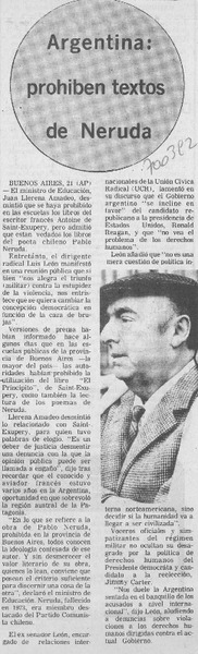 Argentina: prohiben textos de Neruda.