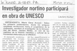 Investigador nortino participará en obra de UNESCO.