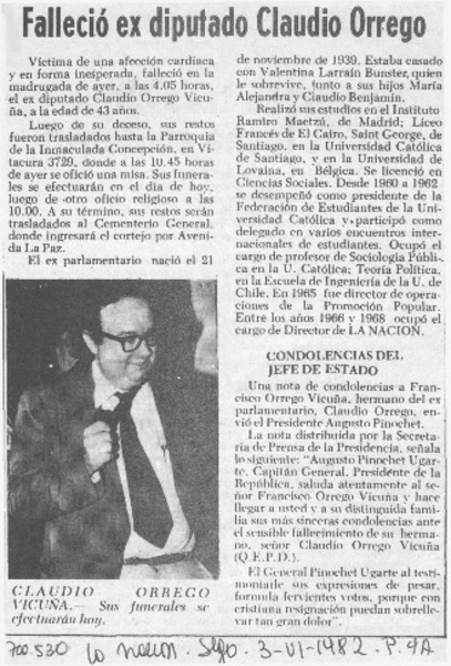 Falleció ex diputado Claudio Orrego.