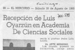 Recepción de Luis Oyarzún en Academia de Ciencias Sociales.