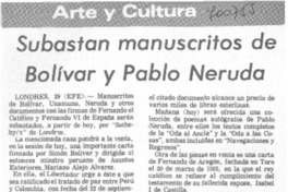 Subastan manuscritos de Bolívar y Pablo Neruda.