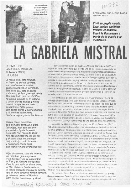 La Gabriela Mistral : [enrevista]