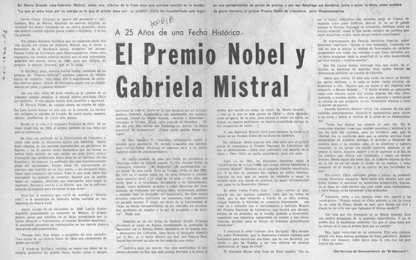 El Premio Nobel y Gabriela Mistral.