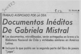Documentos inéditos de Gabriela Mistral.