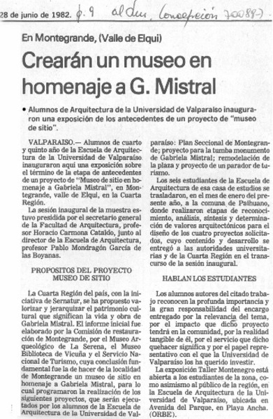 Crearán un museo en homenaje a G. Mistral.