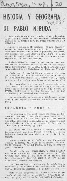 Historia y geografía de Pablo Neruda.