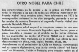 Otro Nobel para Chile.