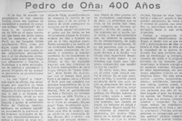 Pedro de Oña, 400 años