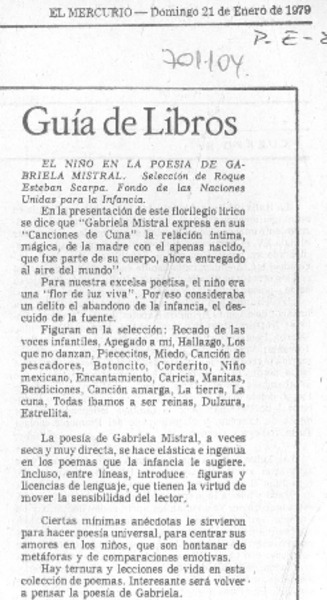 El Niño en la poesía de Gabriela Mistral.