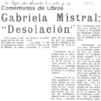 Gabriela Mistral: "desolación".